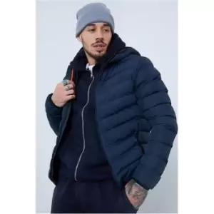 Image of I Saw It First Navy Hooded Padded Jacket - Blue