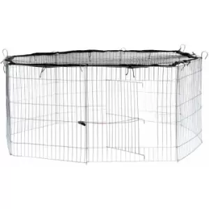 Image of Rabbit run with safety net - guinea pig run, rabbit cage, rabbit pen - black