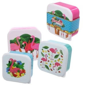 Image of Fun Flamingo Design Set of 3 Plastic Lunch Boxes