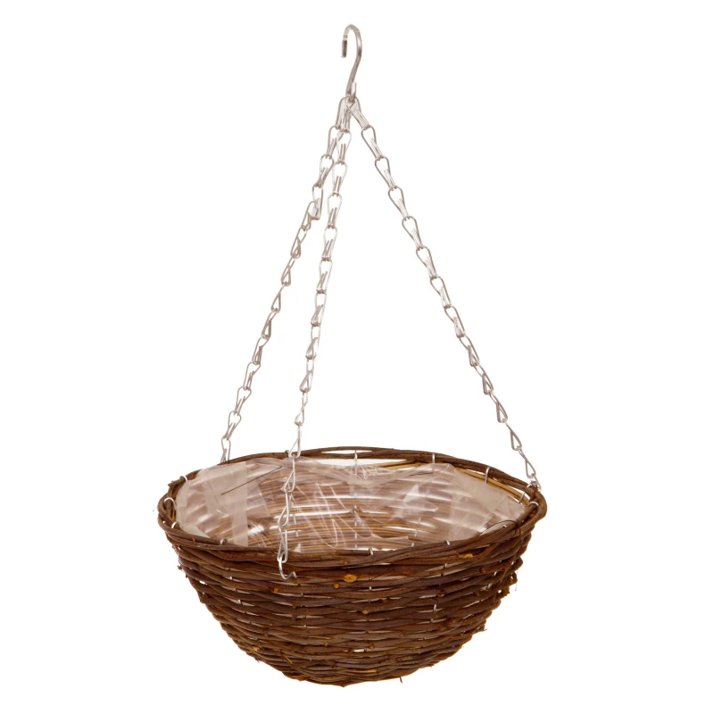 Image of YouGarden Set of 4 Rattan Hanging Baskets (35cm) Brown unisex 35cm diame