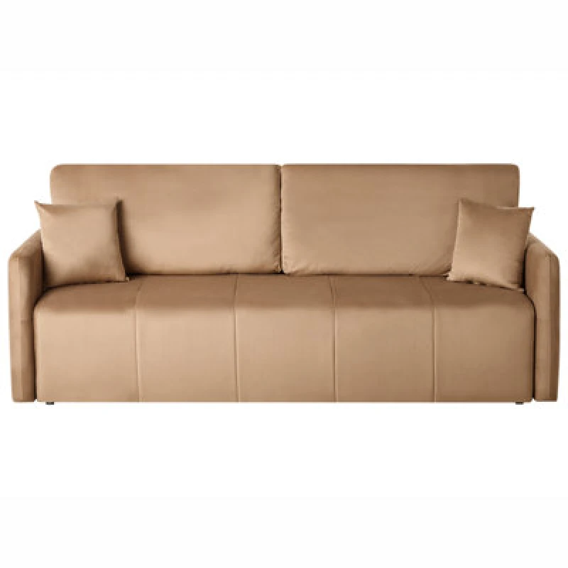 Image of Beliani Sofa Bed 3 Seater Egge Velvet Light Brown