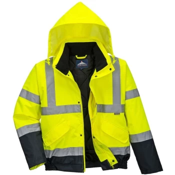 Image of S266YNRS - sz S Hi-Vis Two Tone Bomber Jacket - Yellow/Navy - Portwest