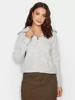 Image of Long Tall Sally Grey Zip Funnel Jumper, Grey, Size 14-16, Women