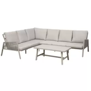Image of Dellonda Fusion 4 Piece Outdoor Garden Corner Sofa & Coffee Table Set, Aluminium