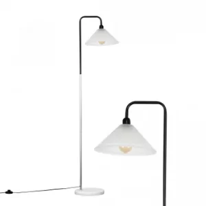 Image of Talisman Black and Satin Nickel Lamp with Tapered Glass Shade