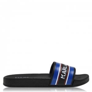 Image of Karl Lagerfeld Striped Sliders - Black/BlueM58