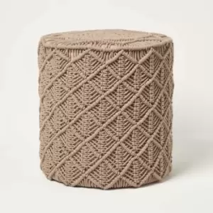 Image of Homescapes - Delilah Brown Macrame Pouffe, 42cm Tall - Brown
