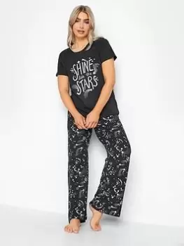 Image of M&Co Shine Like The Stars Wide Leg Pj Set, Black, Size 10-12, Women