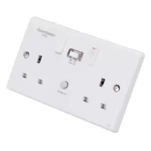 Image of Powerbreaker 13A 2 Gang 10Ma Type A Passive Rcd Socket - K22-WP10