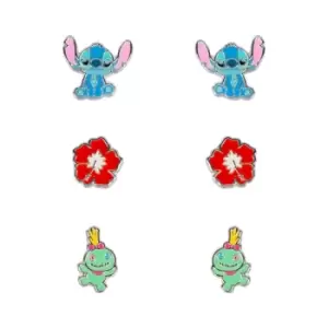 Image of Disney Lilo & Stitch Blue, Red & Green Trio Earings SF00468SL