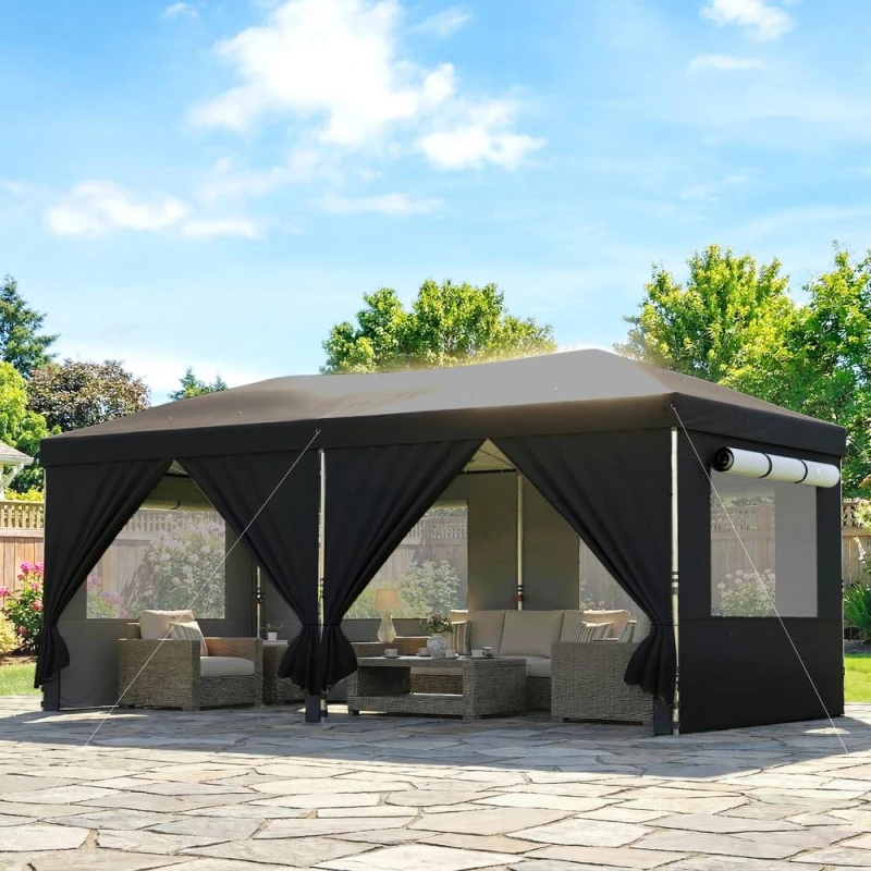 Image of OUTSUNNY 3 x 6m Pop Up Gazebo, UPF50+ Wedding Party Tent Marquee in Black Unisex