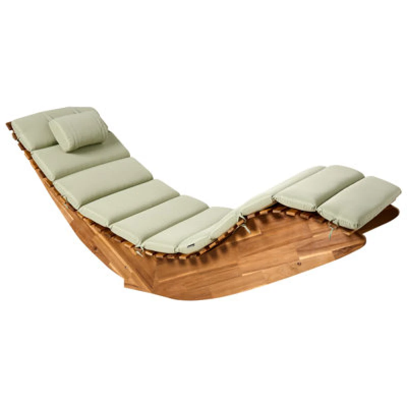 Image of Beliani Sun Lounger With Cushion Brescia Premium Acacia Wood Light Green