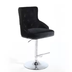 Image of Shankar Black Brushed Velvet Luxury Chaise Bar Stool