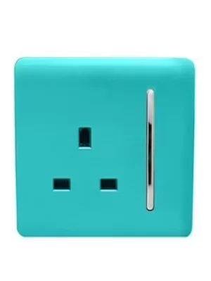 Image of Trendiswitch 1G 13A Switched Socket Bright Teal