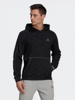 Image of adidas Essentials Melange Embroidered Small Logo Hoodie, Black, Size L, Men
