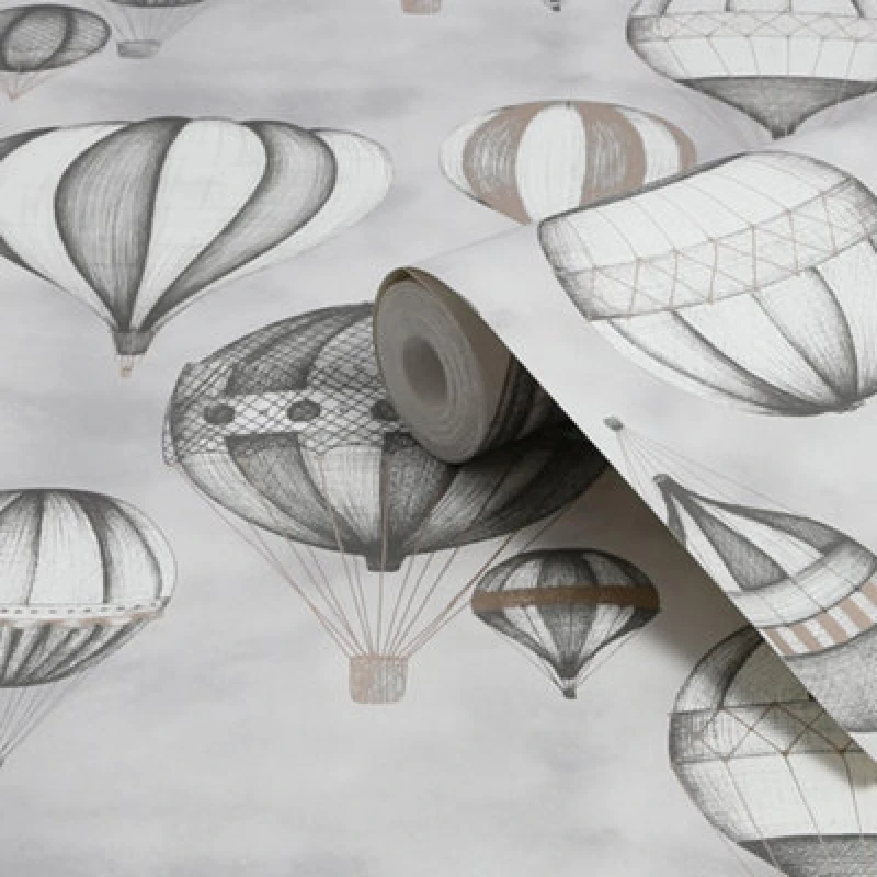 Image of Sublime Sublime Up, Up and away Balloon Grey Wallpaper in Natural Natural One Size Unisex 5011583493573