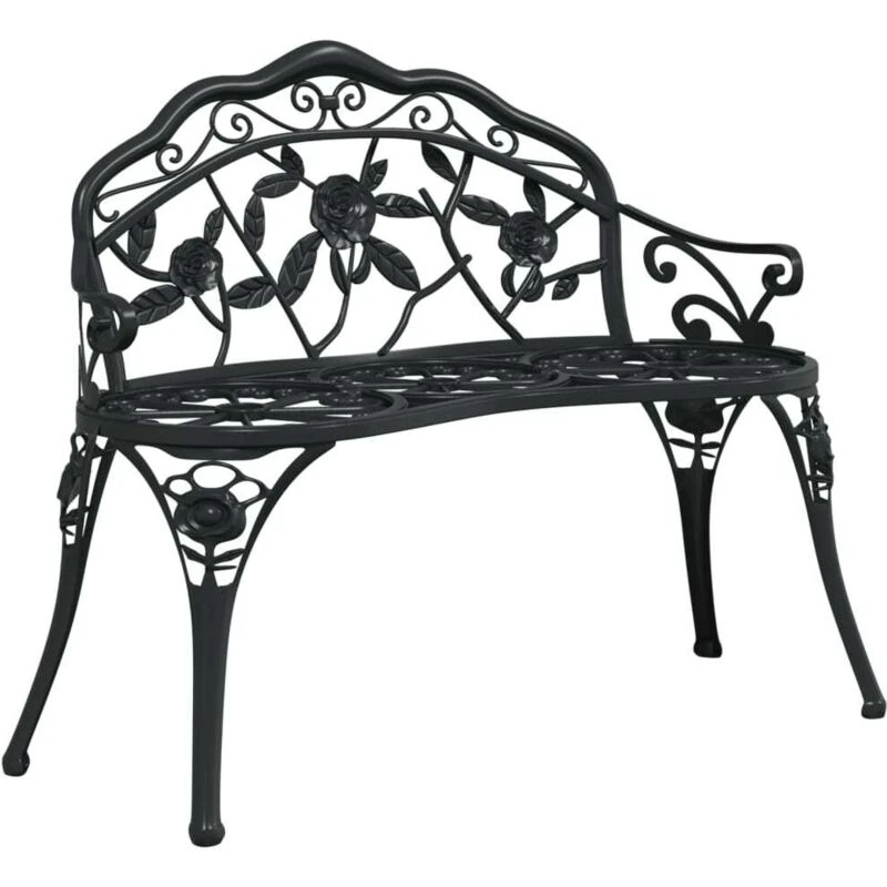 Image of VIDAXL Garden Bench 100cm Cast Aluminium Black Vidaxl 8720286722534