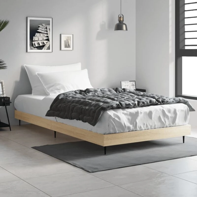 Image of VIDAXL Bed Frame without Mattress Sonoma Oak 100x200cm Engineered Wood Vidaxl 8720845797492
