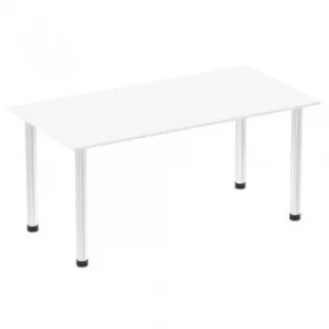 Image of Impulse 1600mm Straight Table White Top Chrome Post Leg I003594