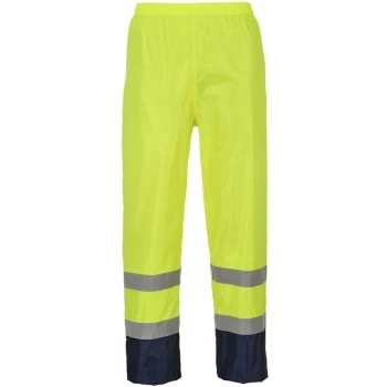 Image of H444YNRS - sz S Hi-Vis Classic Contrast Rain Trouser - Yellow/Navy - Portwest