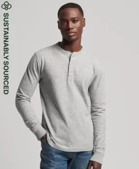 Image of Superdry Mens Organic Cotton Long Sleeve Henley Top Grey / Athletic Grey Marl - Size: S