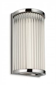 Image of Integrated LED Bathroom Flush Wall Light Chrome with Clear Glass Rods IP44
