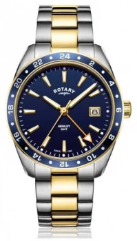 Image of Rotary Mens Stainless Steel Two-Tone Strap Blue Dial Watch