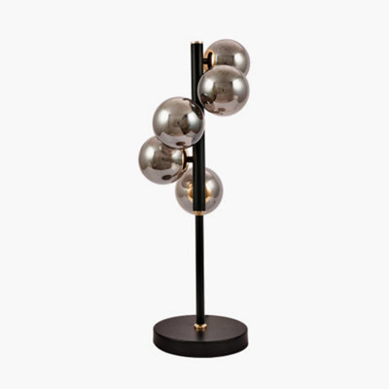 Image of Ruma Retro Glass Ball and Metal Table Lamp Black