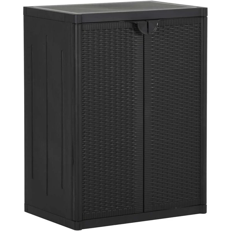 Image of VIDAXL Garden Storage Cabinet Black 65x45x88cm pp Rattan Vidaxl 8720286768051