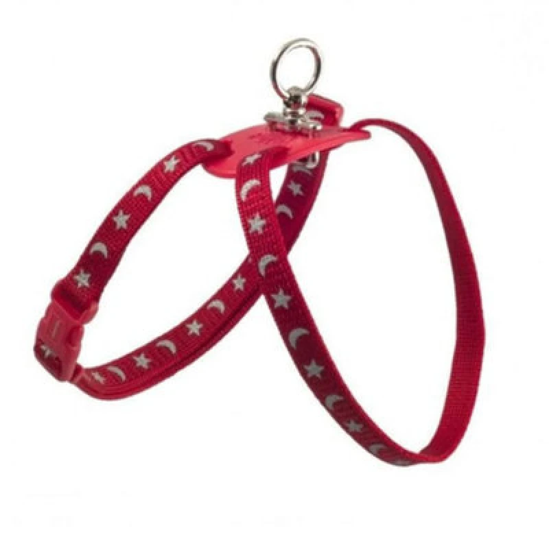 Image of Ancol Red Comfortable Figure 8 Moon & Stars Durable Nylon Dog Harness Red unisex