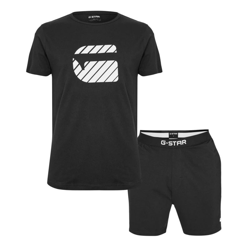 Image of G Star Mens Vine T&S Short Sleeve Pyjama Set Black male Small