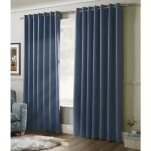 Image of 100% Blackout Eyelet Ring Top Curtains Blue 90 x 90 - Blue