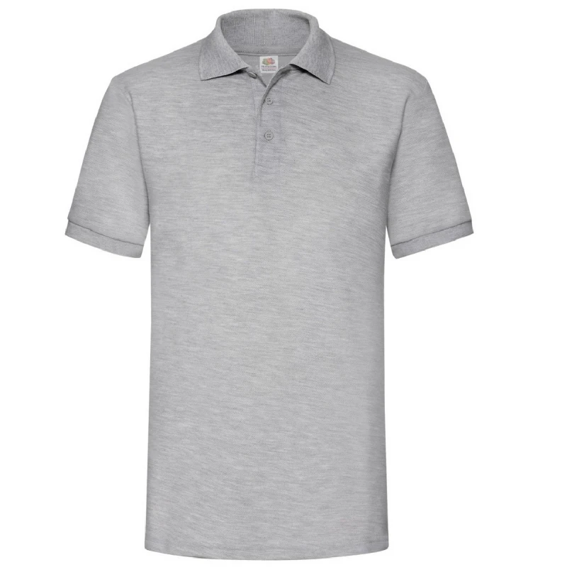 Image of Fruit Of The Loom Fruit of the Loom Men 65 35 Heavyweight Pique Short Sleeve Polo Shirt in Grey Size: Small Grey S Male 5055747646498