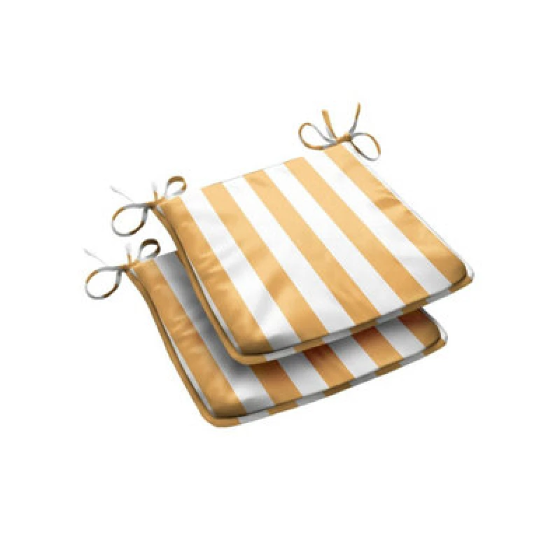 Image of Luxury Living Wide Striped Outdoor Tapezoid Shape Seat Pad Yellow