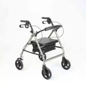 Image of NRS Healthcare A-Series Petite Lightweight Folding 4 Wheel Rollator with Seat & Bag - Grey