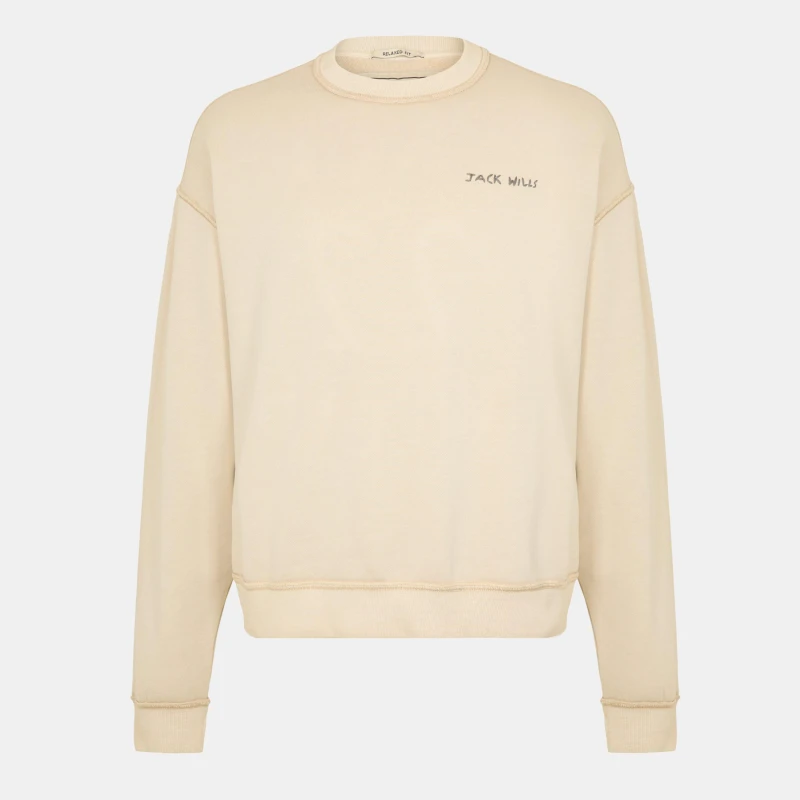 Image of Jack Wills Mens JW Worn Well Crew Sweatshirt Putty male S