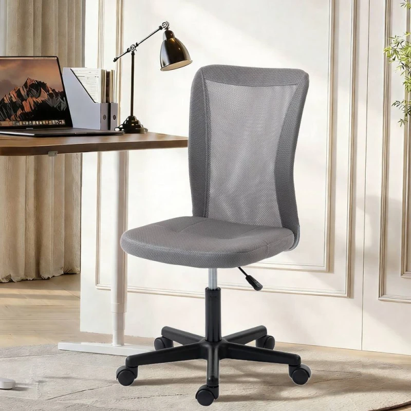 Image of VINSETTO Armless Office Chair, Swivel Desk Chair w/ Adjustable Height in Grey Grey Unisex