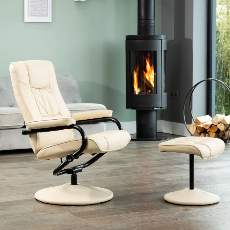 Image of Artemis Home Gibson Swivel Recliner & Footstool in Cream Cream Unisex