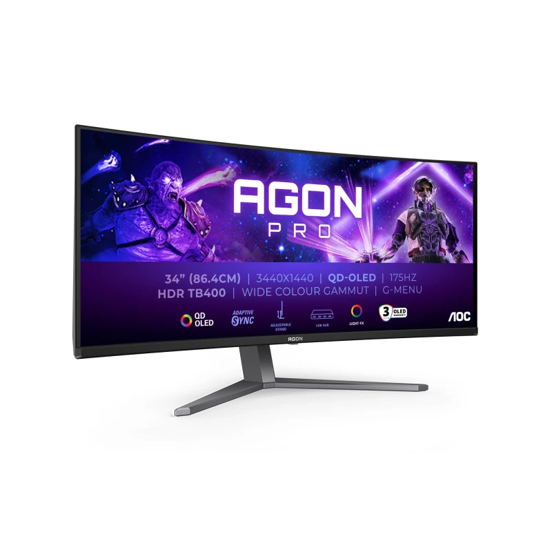 Image of AOC Agon 34" AG346UCD 3440x1440 QD-OLED 175hz 0.03ms FreeSync Curved UltraWide Gaming Monitor
