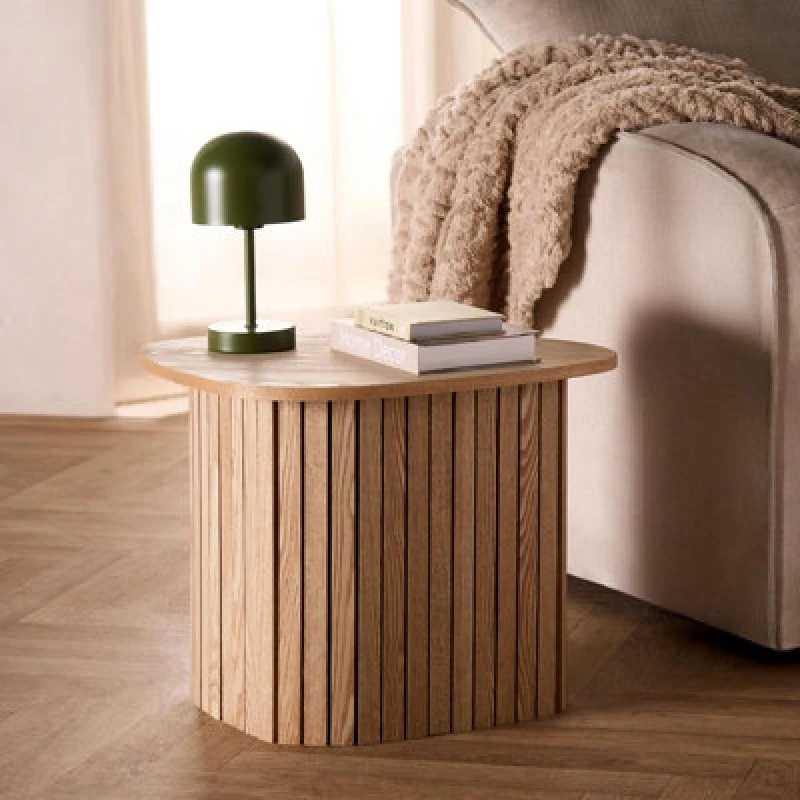 Image of OHS OHS Ribbed Side Table Corner Bedroom Living Room Office Bedside in Natural Natural One Size Unisex 5027434229598