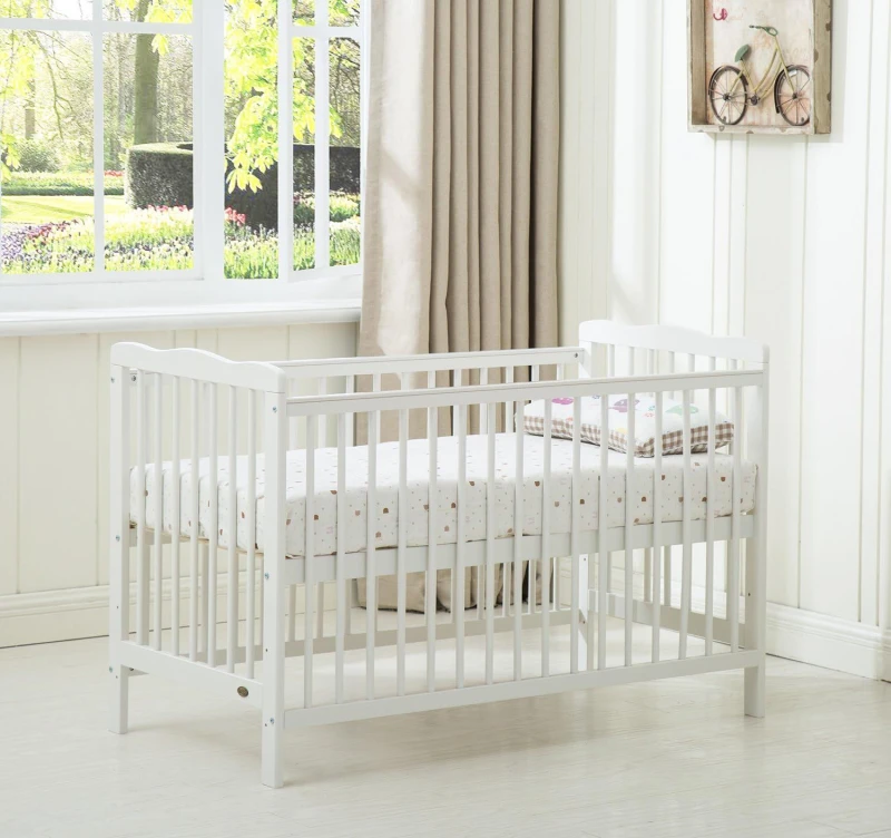 Image of MCC Direct Wooden Baby Cot Crib with Mattress Brooklyn White