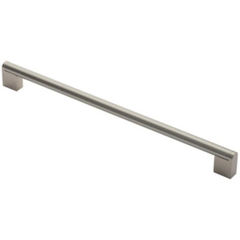 Image of Loops Round Bar Pull Handle 360 x 14mm 320mm Fixing Centres Satin Nickel & Steel Metallics unisex