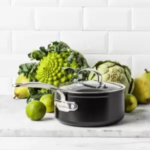 Image of GreenPan Barcelona Pro Hard Anodised Ceramic Non-Stick 18cm Saucepan Black
