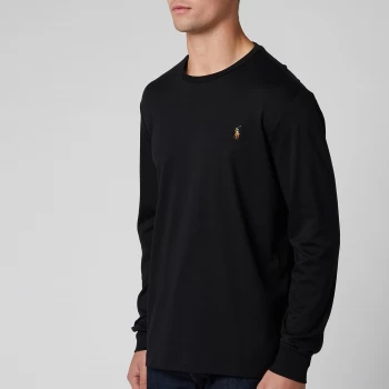 Image of Polo Ralph Lauren Mens Custom Slim Fit Long Sleeve T-Shirt - Polo Black - XL