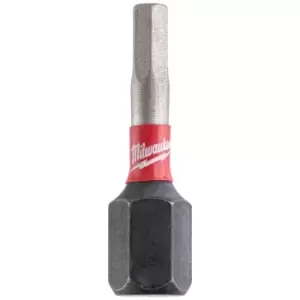 Image of Milwaukee Shockwave Impact Duty Hex Screwdriver Bits Hex 3mm 25mm Pack of 2