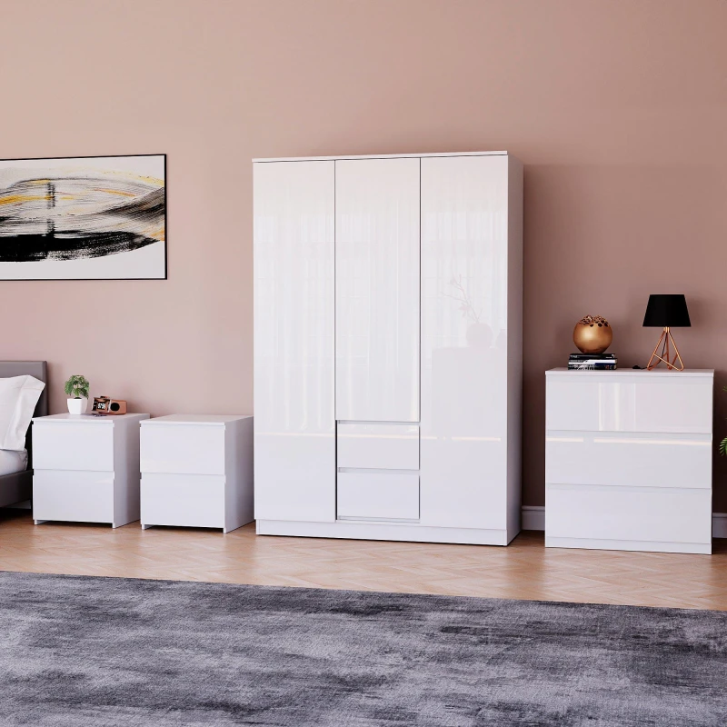 Image of Lassic Vida Designs Glinton Gloss 4 Piece Bedroom Set 6 White unisex 4 Piece