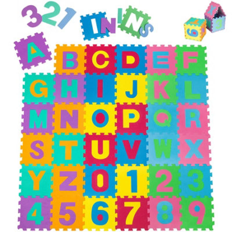 Image of Tectake Play Mat - 86 Piece With Letters And Numbers, Soft And Non-Slip - Colourful