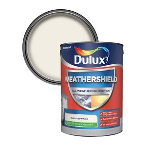 Image of Dulux Weathershield All Weather Protection Jasmine White Smooth Masonry Paint 5L