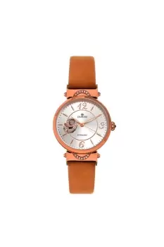 Image of Alouette Automatic Semi-Skeleton Leather-Band Watch
