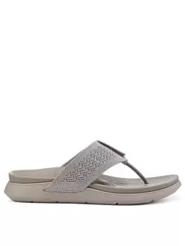 Image of Hotter Kelly Textile Toe Post Sandals - White, Brown, Size 8, Women